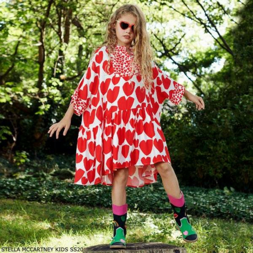 NEW Stella McCartney Kids Girls 10 Red Hearts Kimono Dress